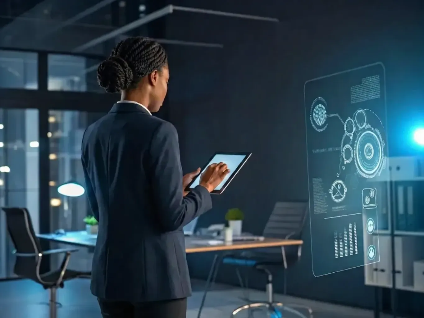 A consultant is demonstrating the adoption of new digital tools to a client, showcasing the ease of use and benefits. The image should convey simplicity and effectiveness.