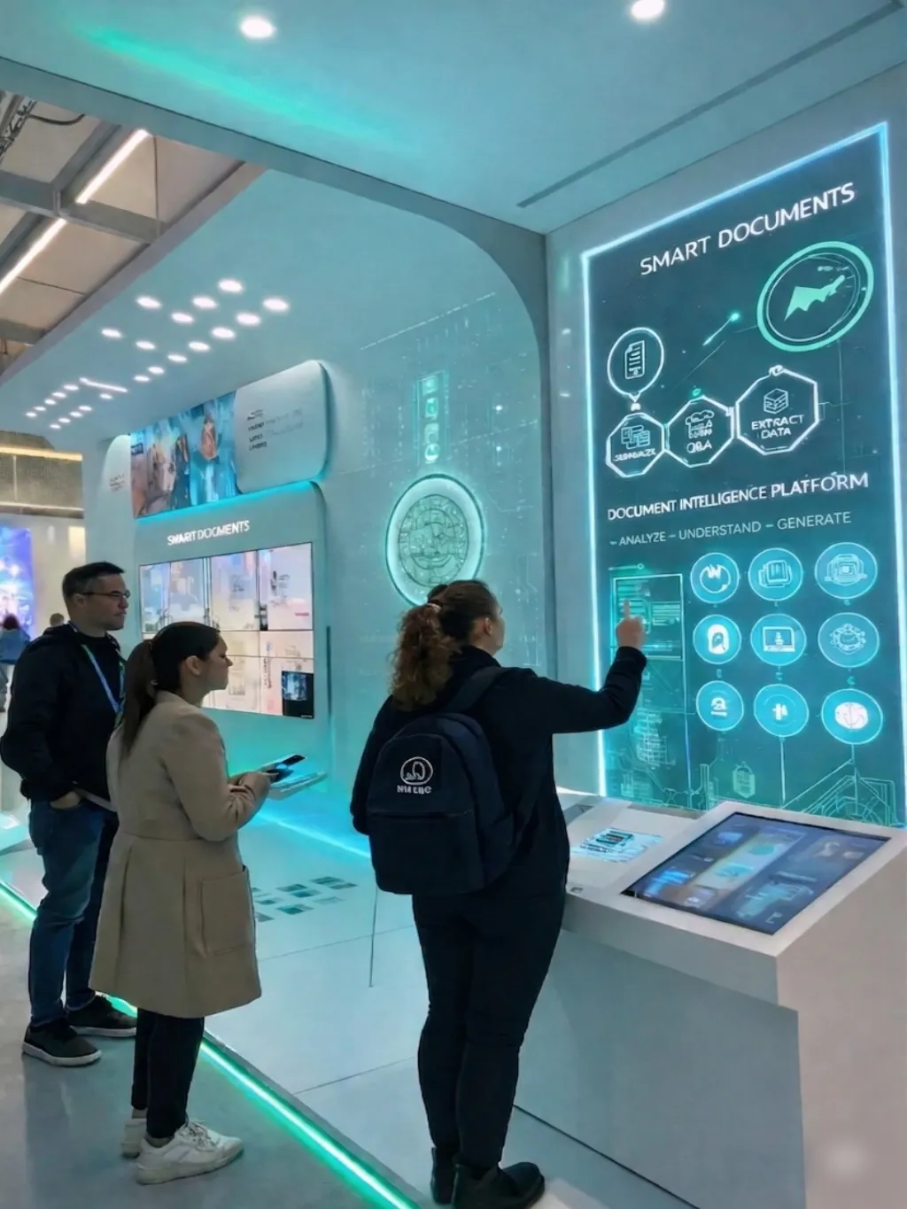 A futuristic interface showing data streams and interconnected nodes, representing the innovation and modernization of workflows in a tech-driven environment.